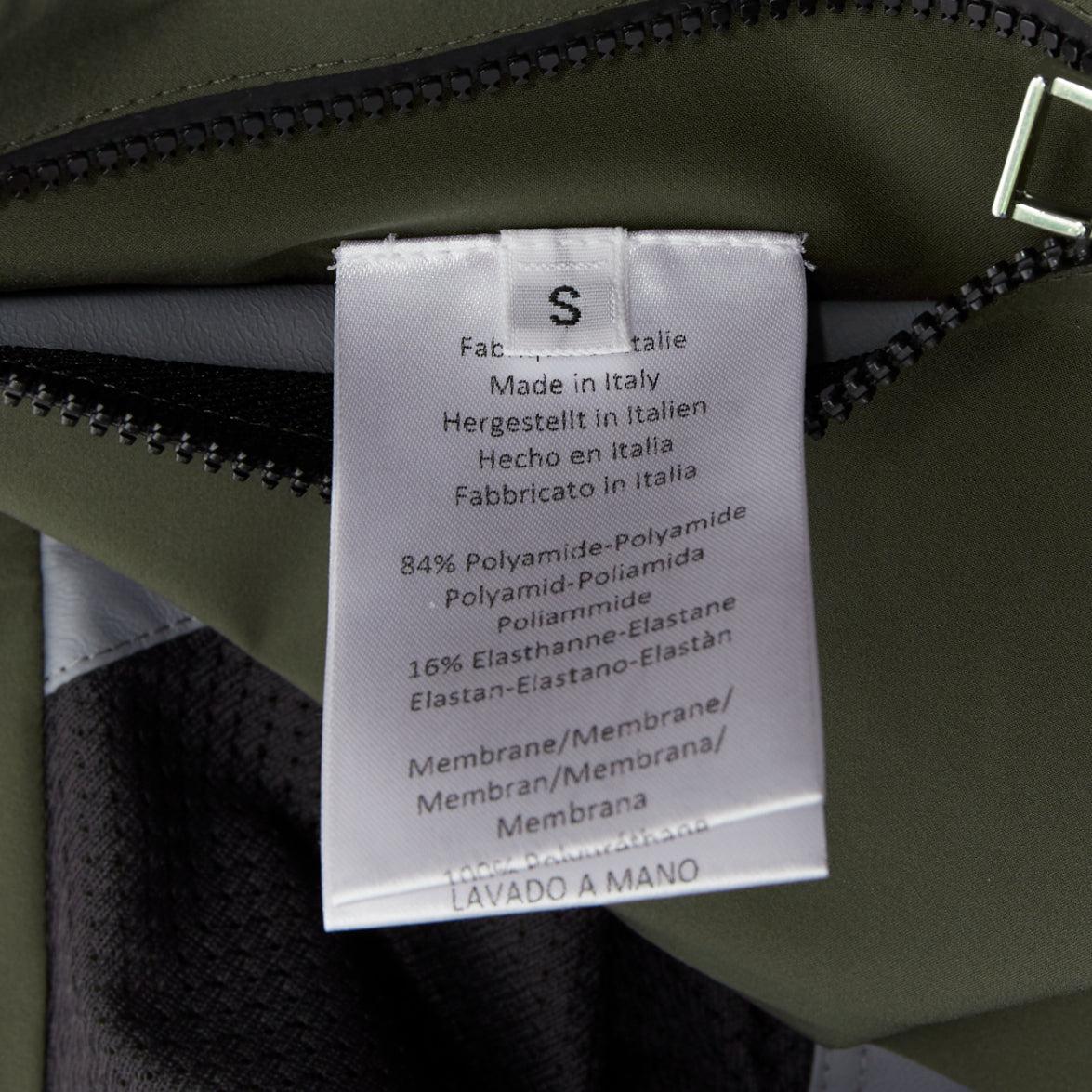HERMES Ponant giacca a vento con cappuccio in misto poliammide color kaki e finiture nere S in vendita 5