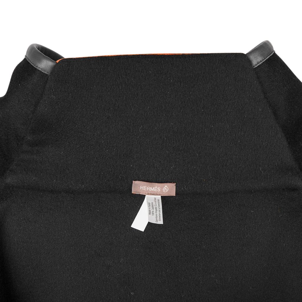 Hermes Poncho Black Cashmere w/ Abricot Alligator and Lambskin Trim 2