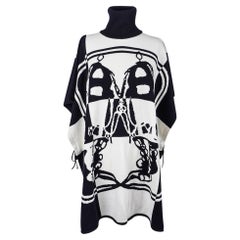 Hermes Poncho Brides de Gala Sweater White / Black Cashmere