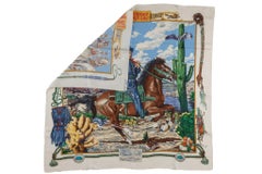 Hermès "Pony Express" Silk Scarf White