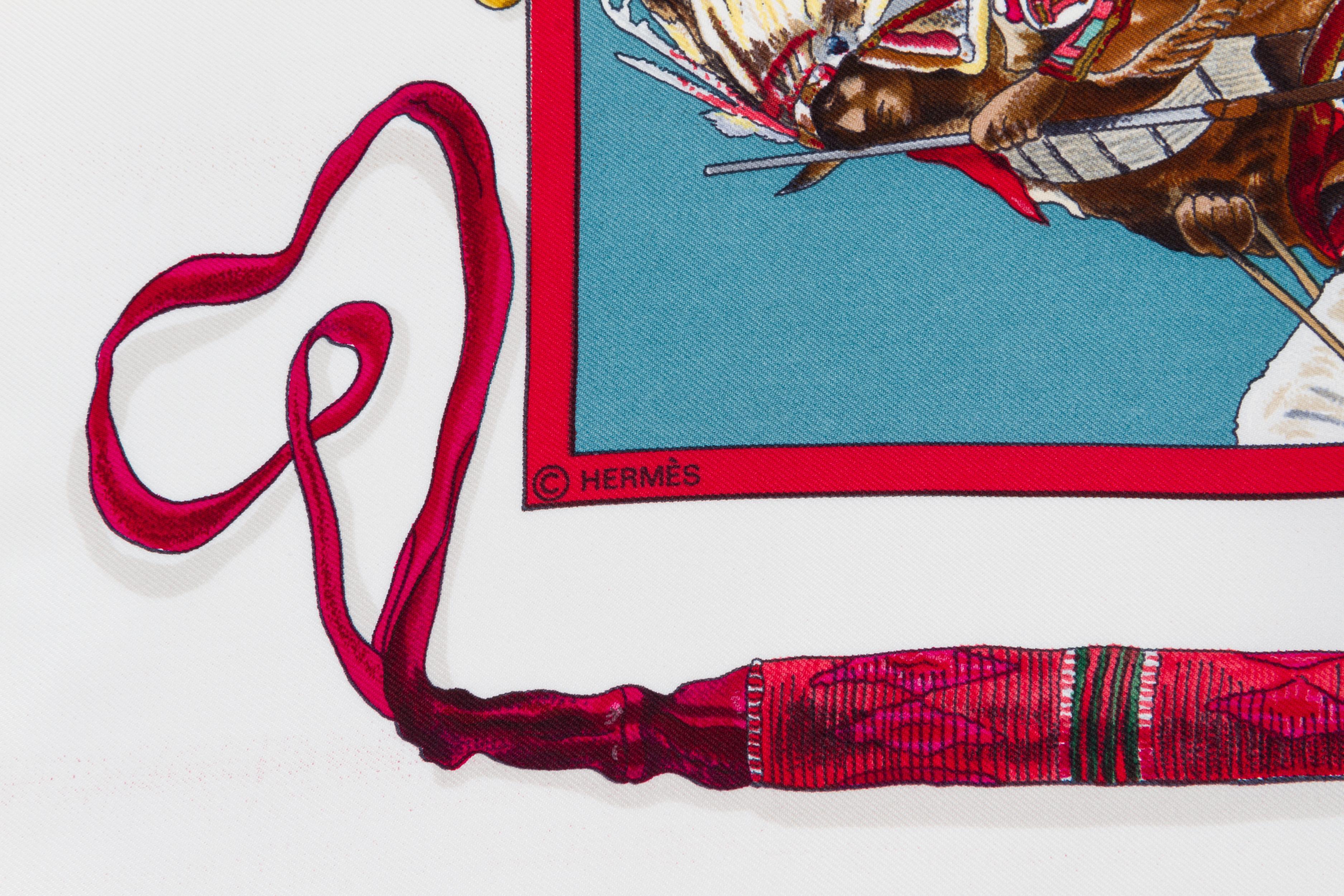 Gray Hermès Pony Express Silk Twill Scarf, Kermit Oliver