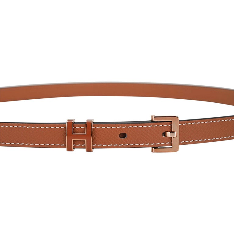 Hermes Pop H 15 Belt Gold Epsom Leather Rose Gold Hardware  display picture 1