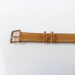 Hermes Pop H 15 Belt Leather  rose Gold-Plated Buckle Size 85cm