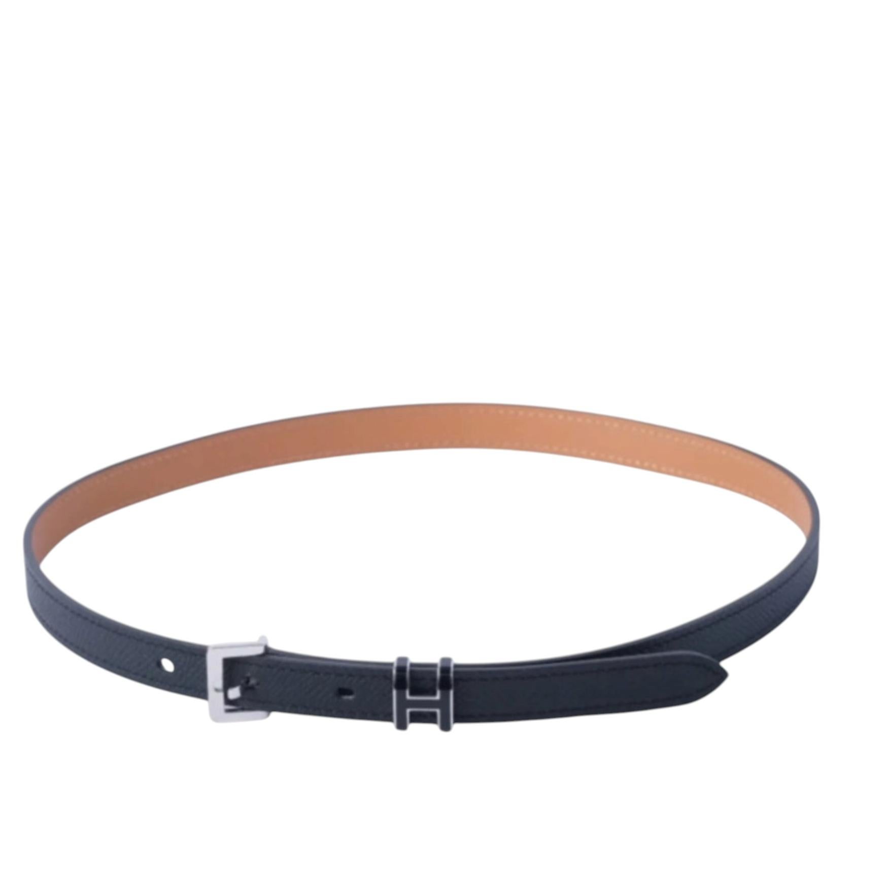 Hermès Pop H Belt 15mm Black Epsom Leather Palladium Hardware - '20s For Sale