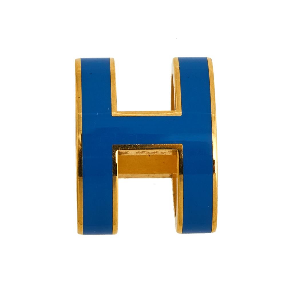 Modern Hermès Pop H Gold Plated Blue Lacquer Pendant