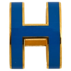 Hermès Pop H Pendentif en plaqué or laqué bleu