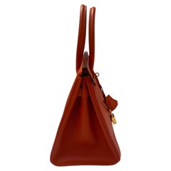 Hermes Poppy Orange Birkin 30 Epsom Leather Top Handle Handbag