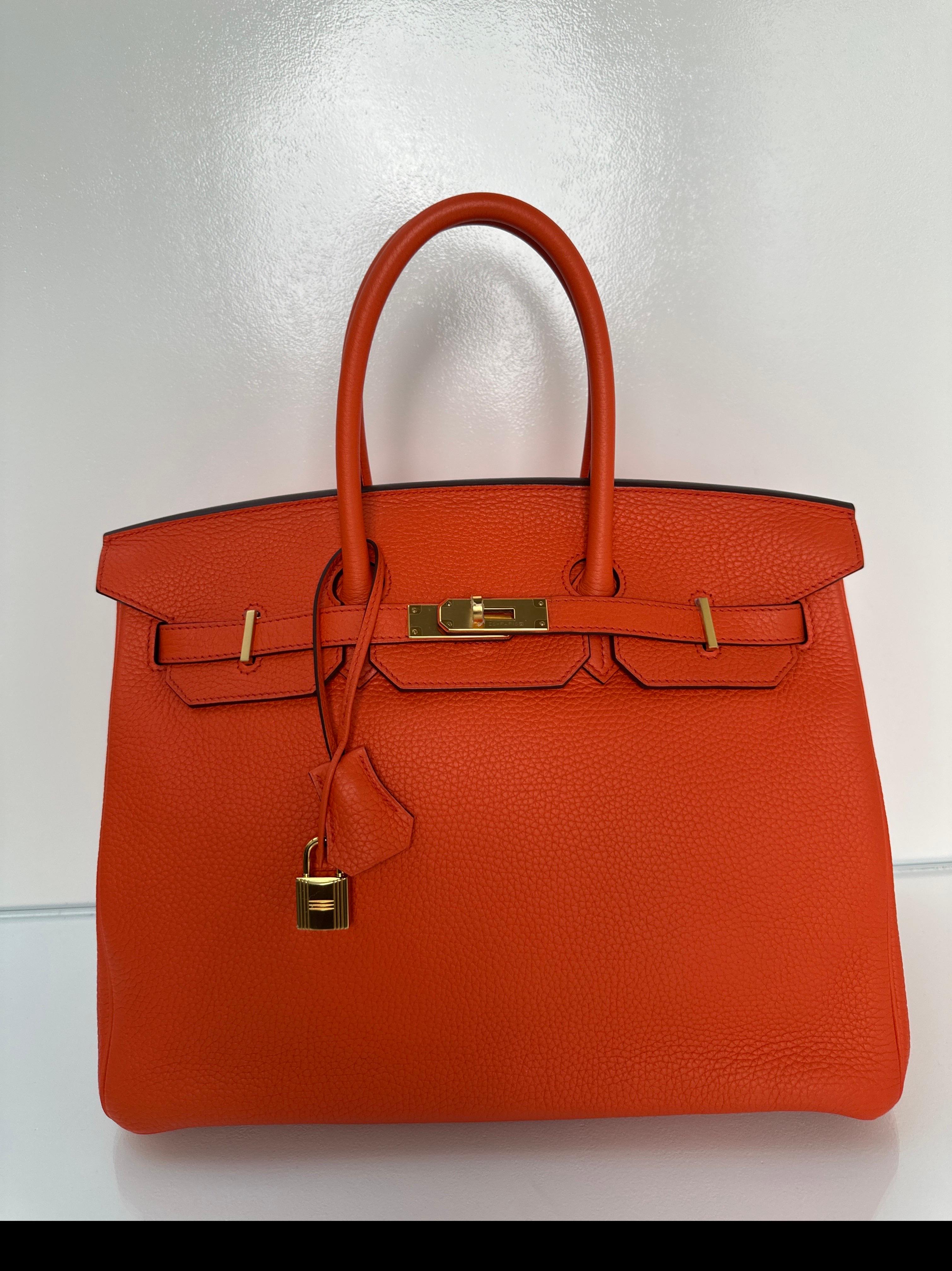 Borsa Birkin 35 di Hermes color arancio papavero 5