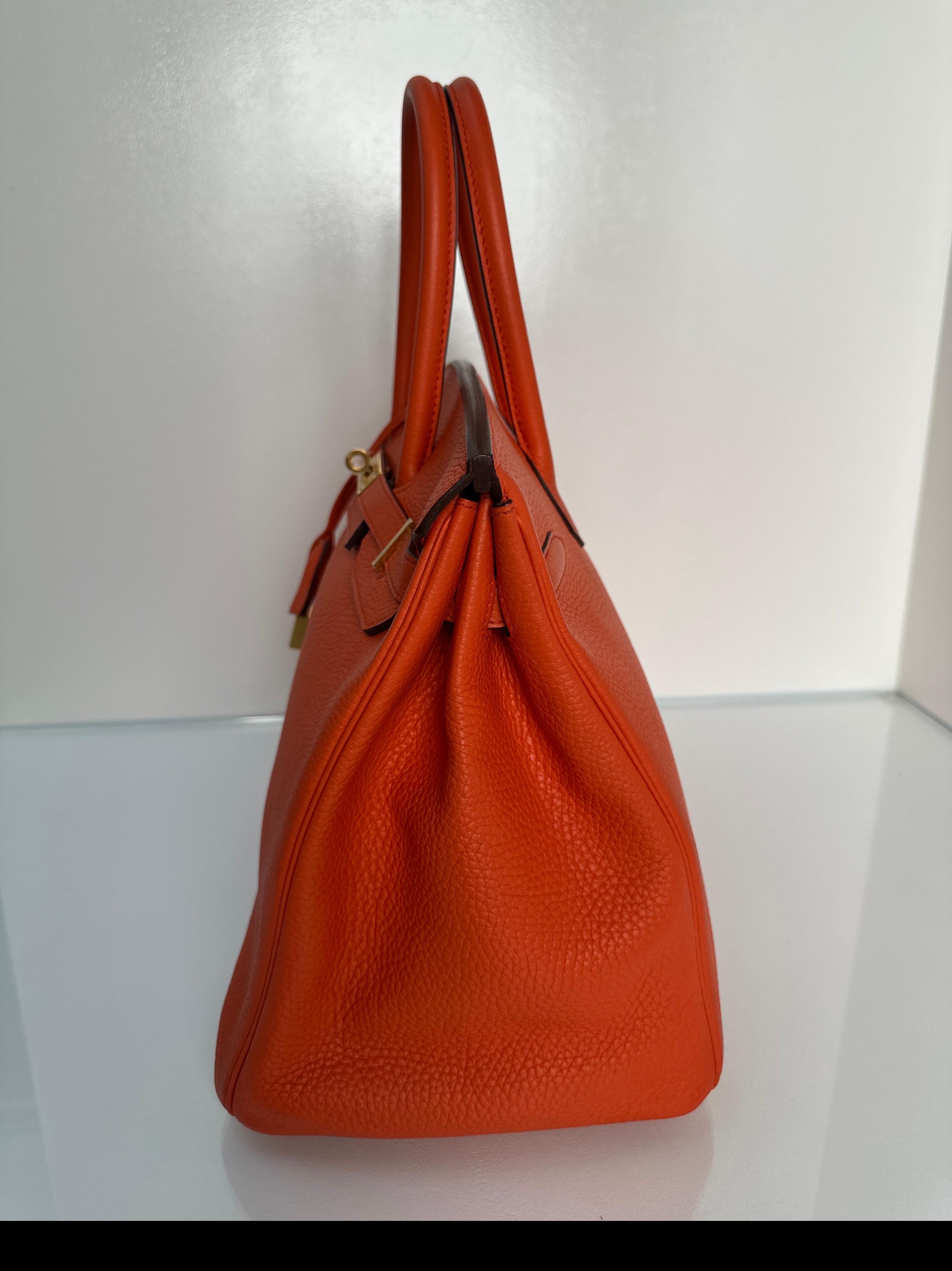 Borsa Birkin 35 di Hermes color arancio papavero 8