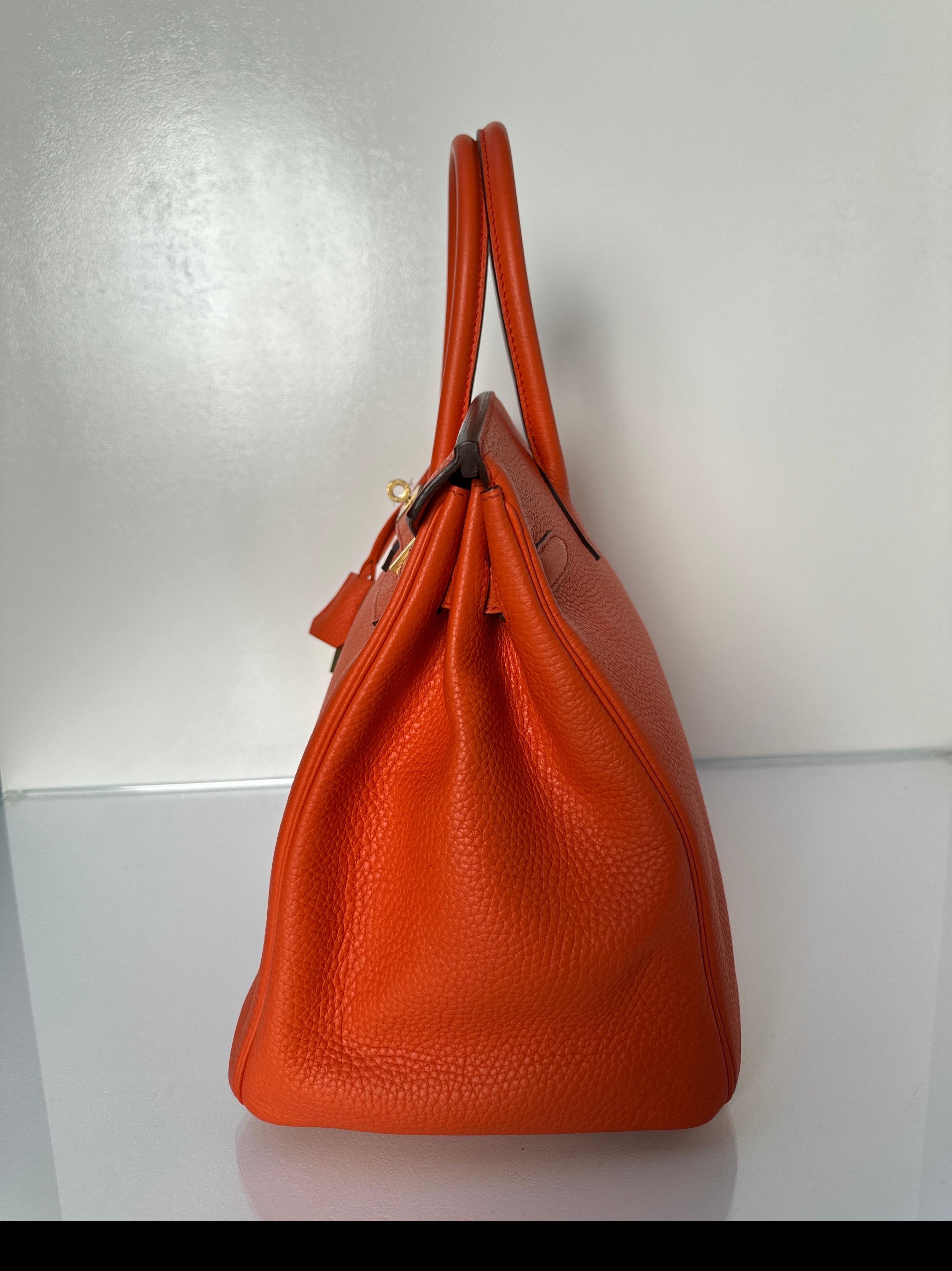 Hermes Poppy Orange Birkin 35 Bag 12