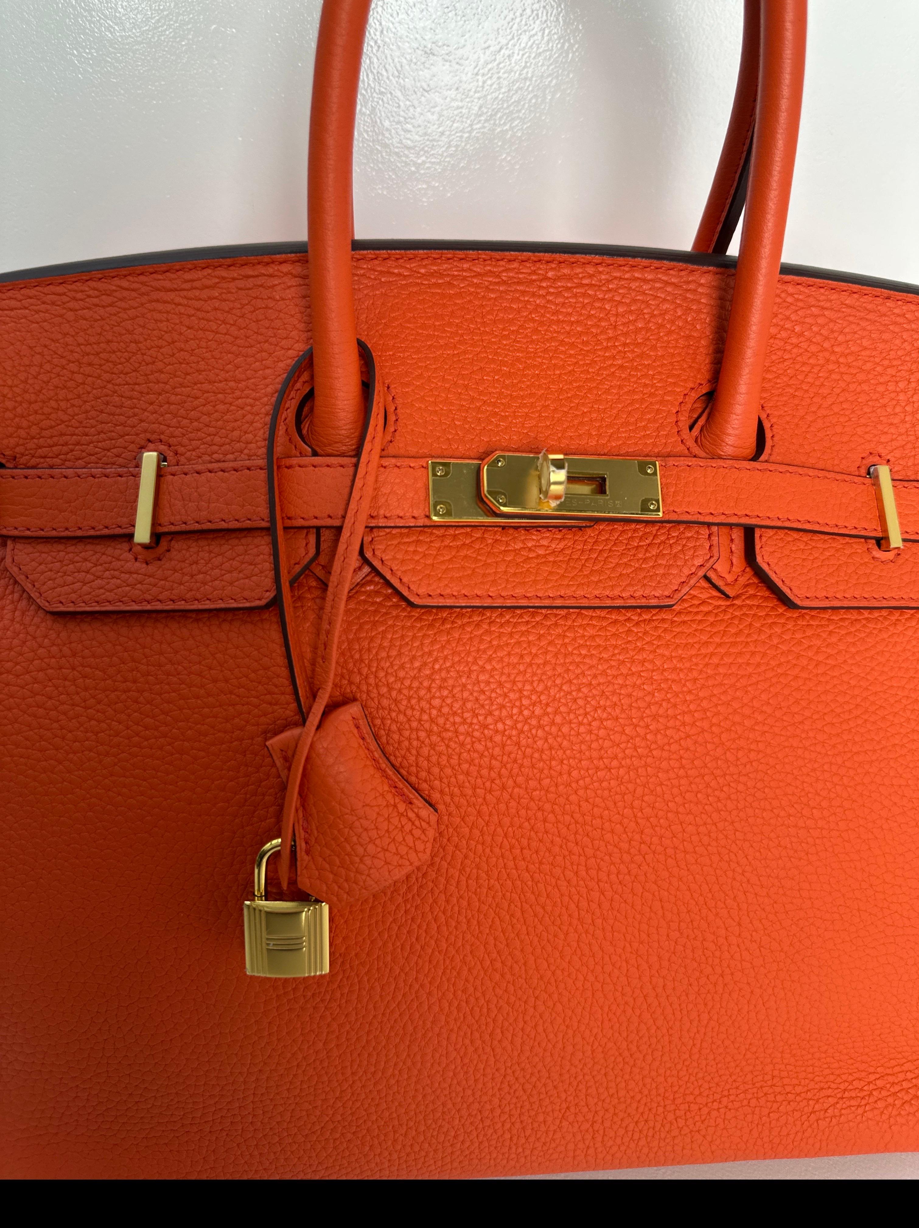 Borsa Birkin 35 di Hermes color arancio papavero 14