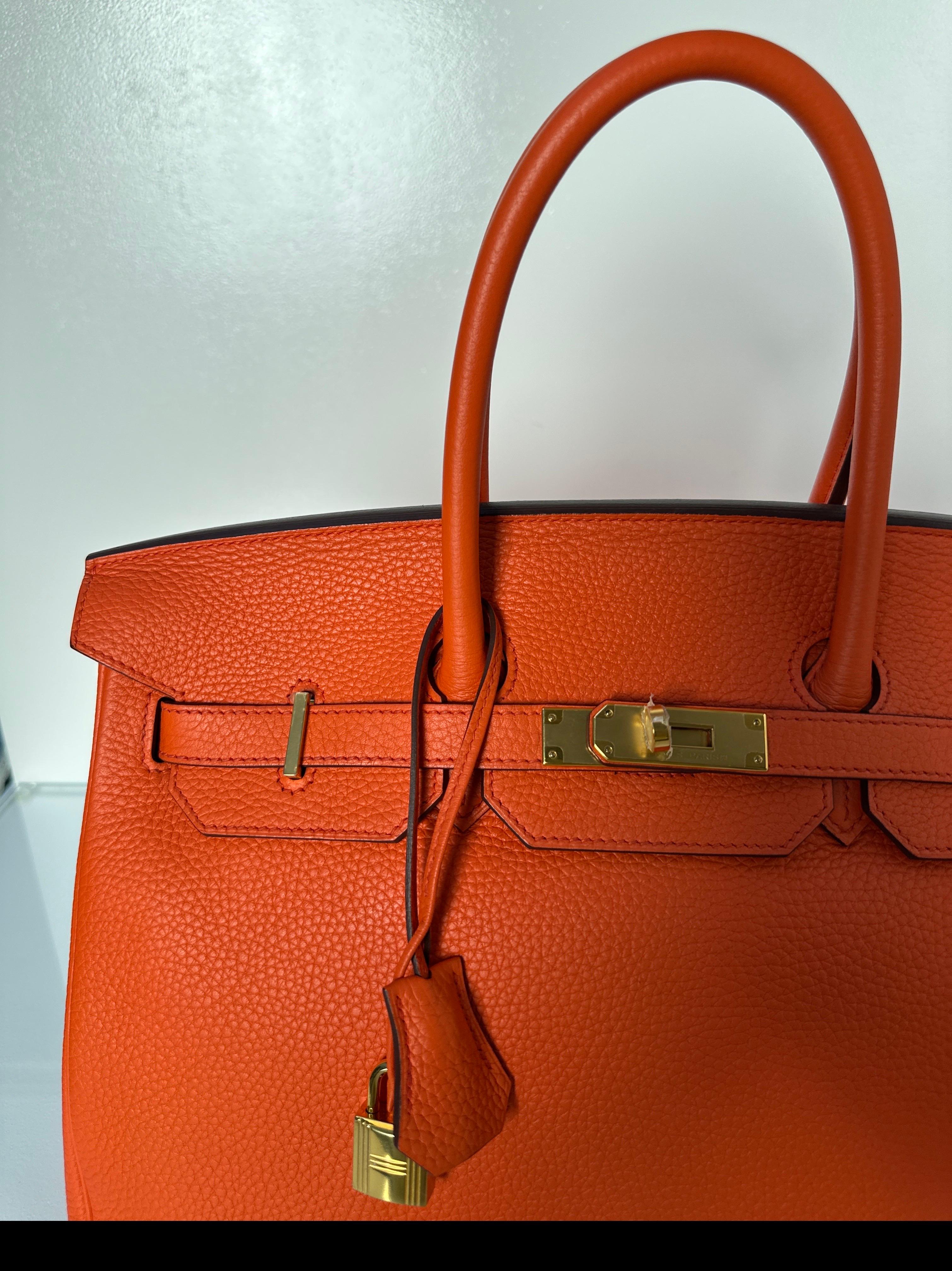 Hermes Poppy Orange Birkin 35 Bag 14