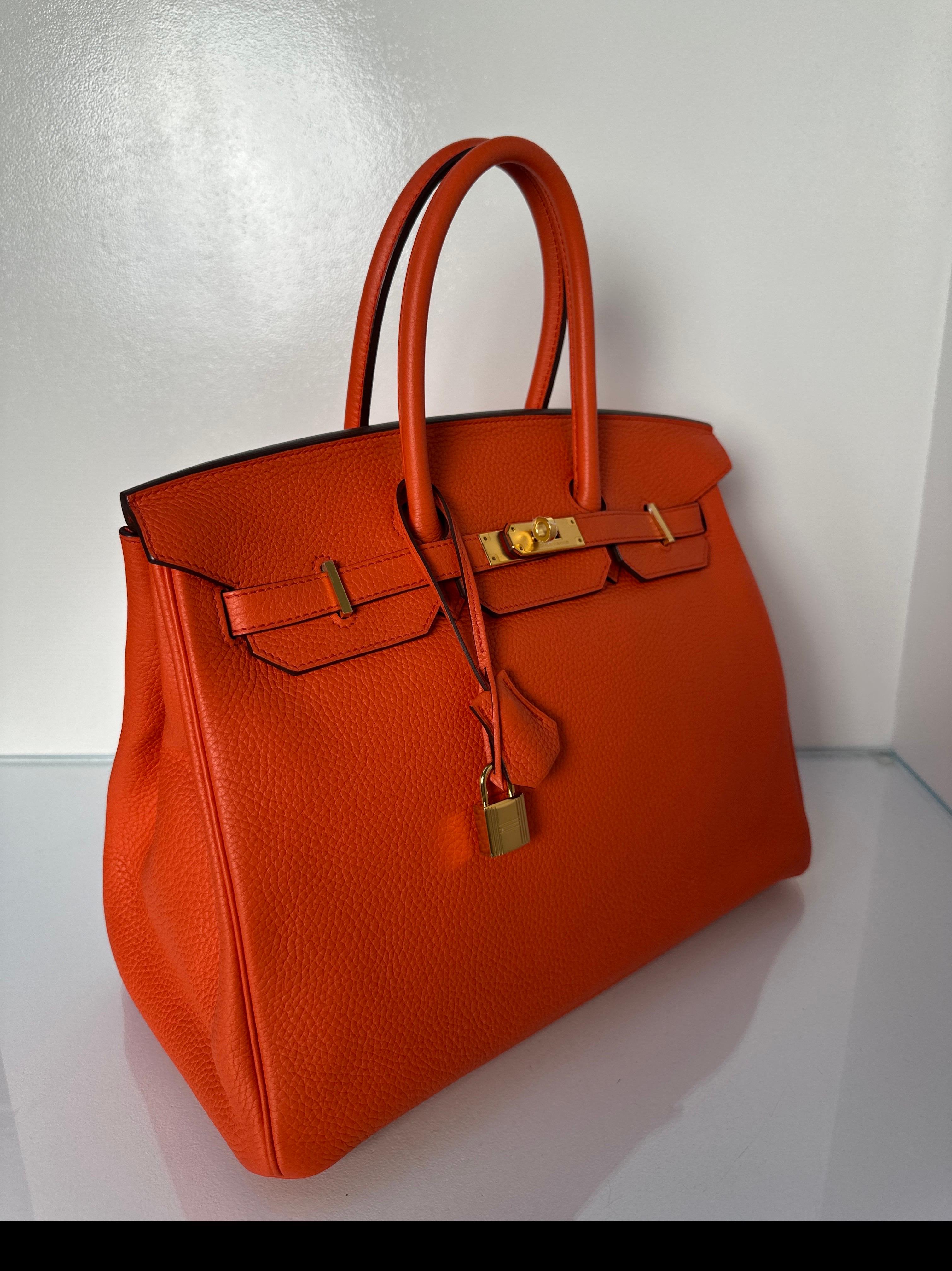 Red Hermes Poppy Orange Birkin 35 Bag