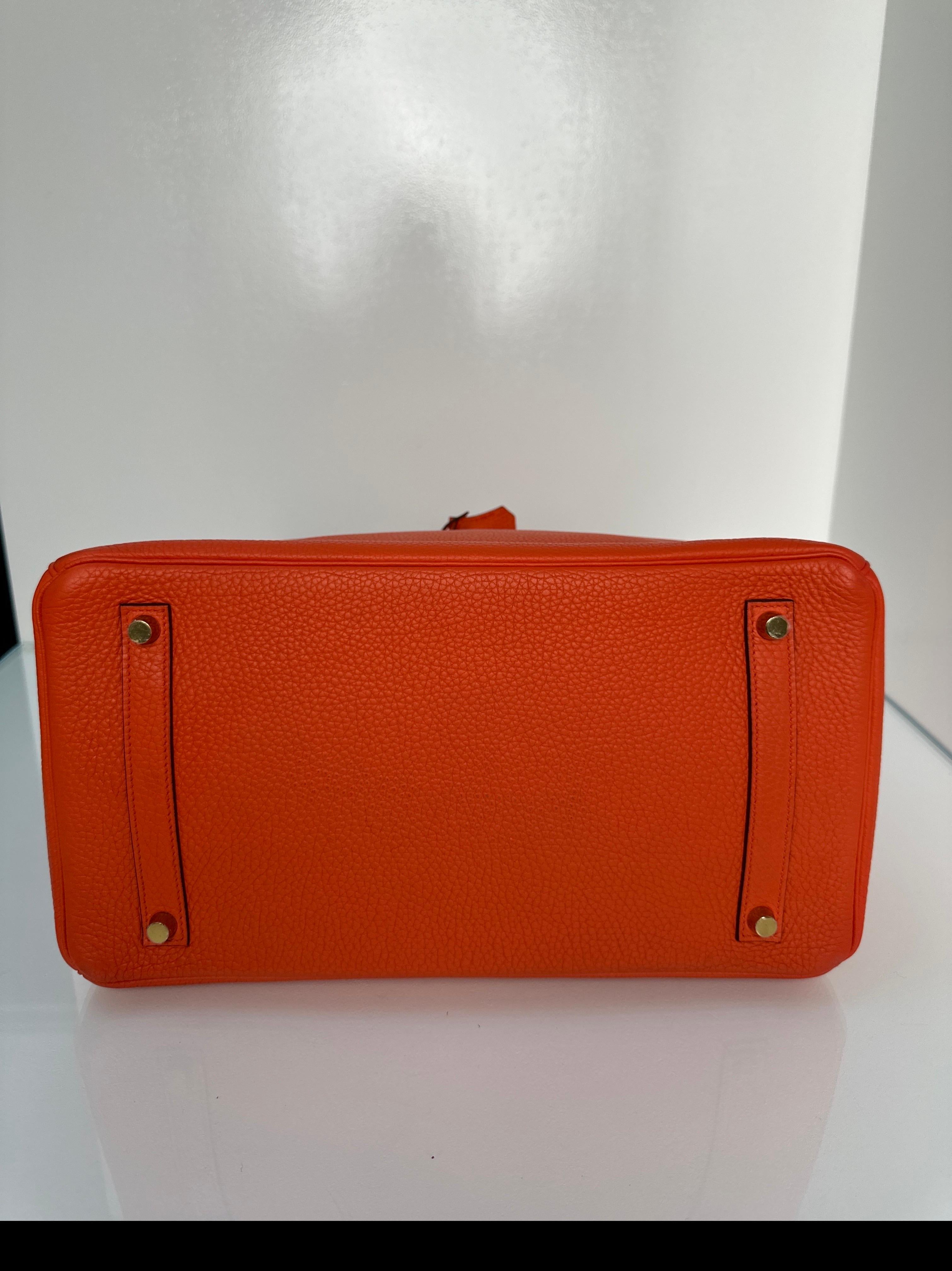 Borsa Birkin 35 di Hermes color arancio papavero In condizioni ottime a Athens, GA