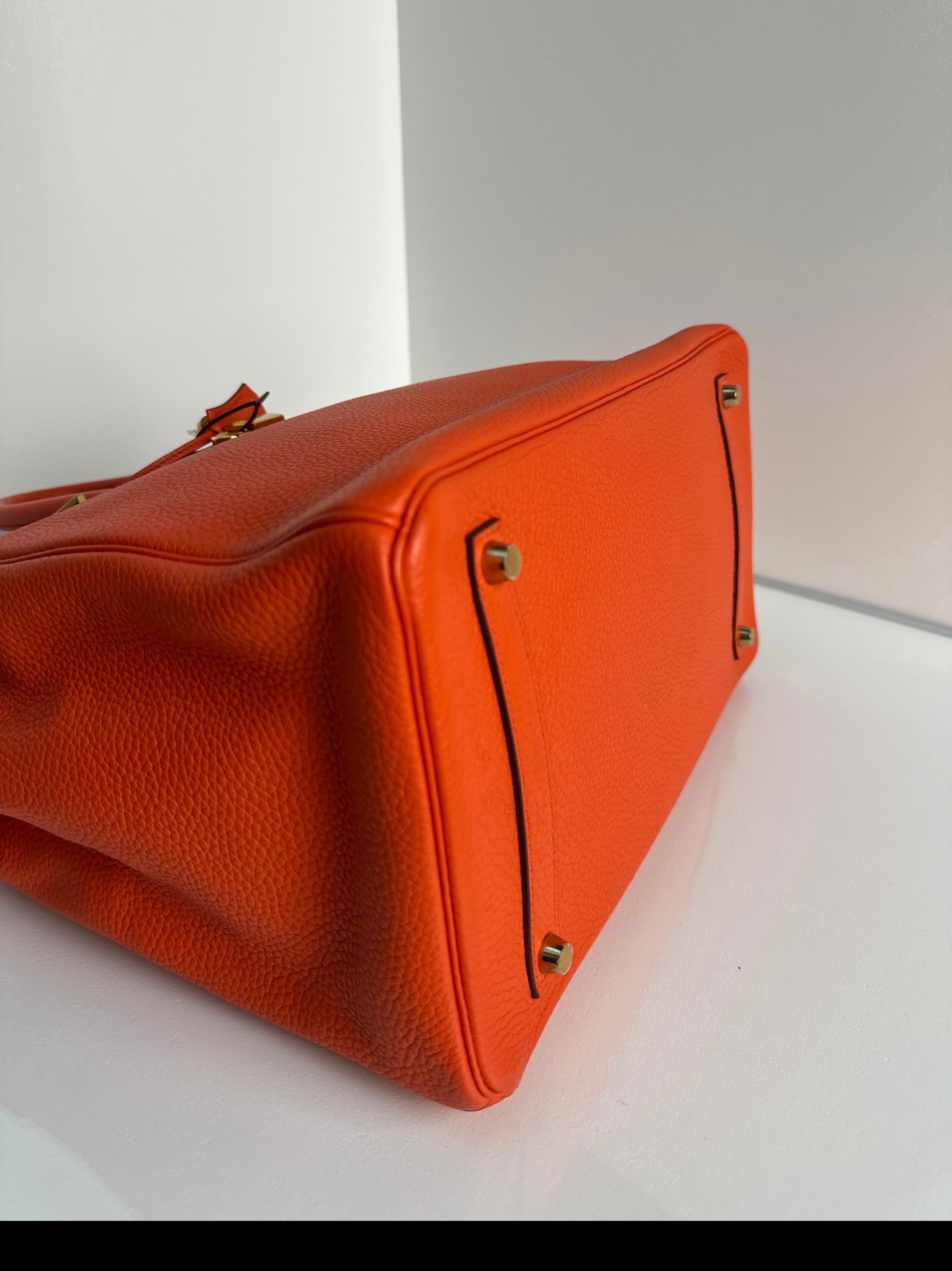 da uomo o donna Borsa Birkin 35 di Hermes color arancio papavero