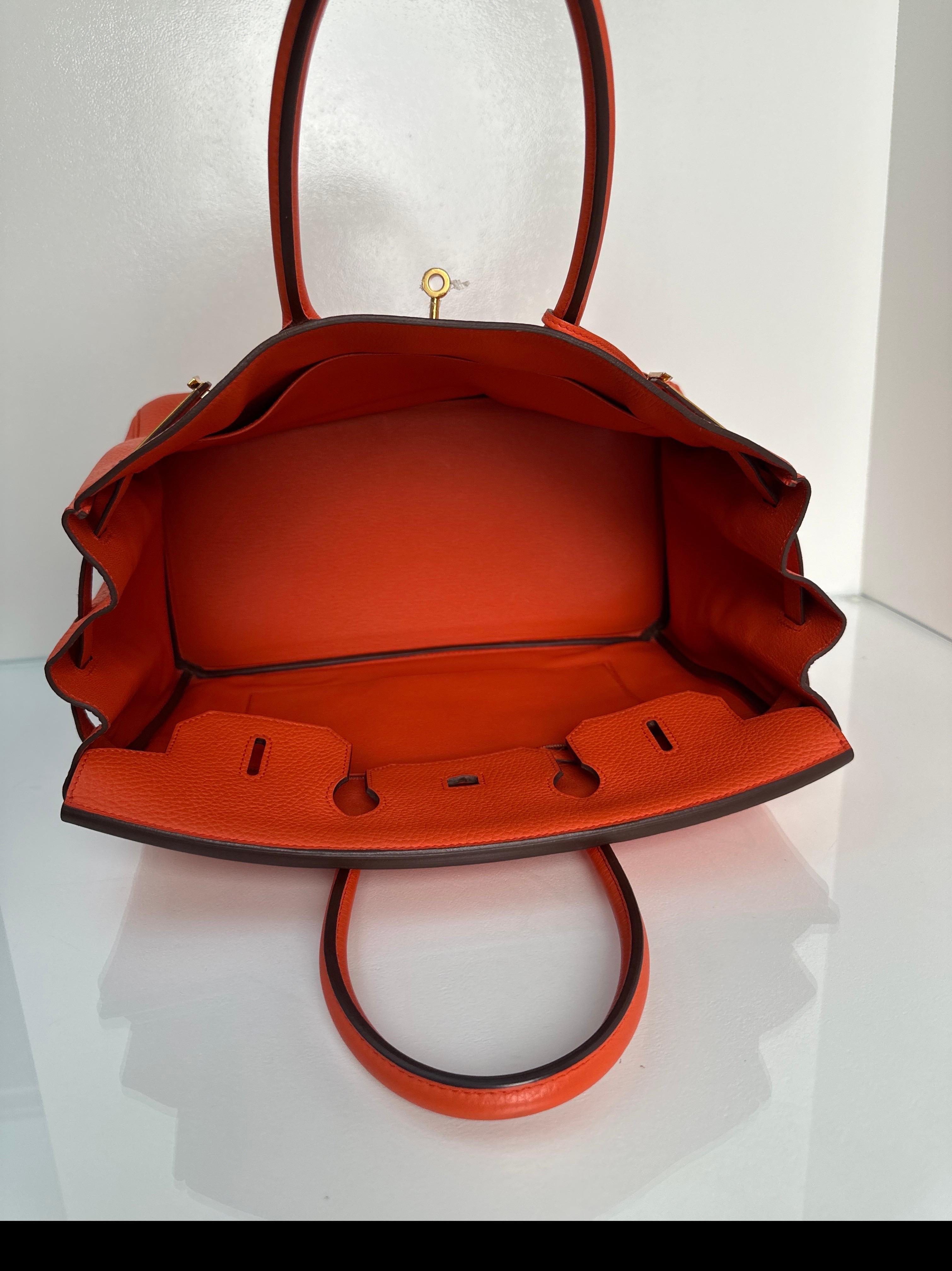 Borsa Birkin 35 di Hermes color arancio papavero 3