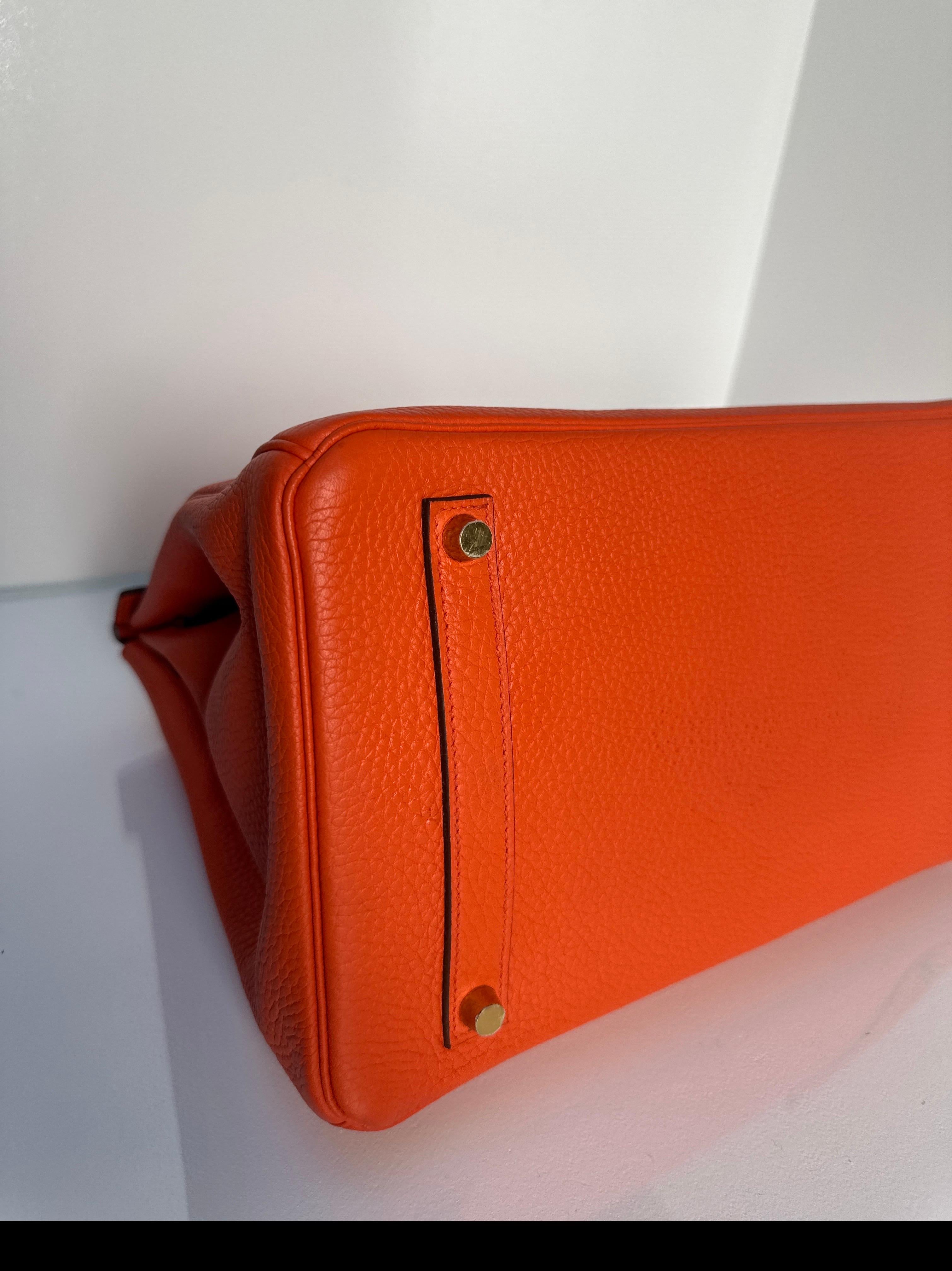 Hermes Poppy Orange Birkin 35 Bag 3