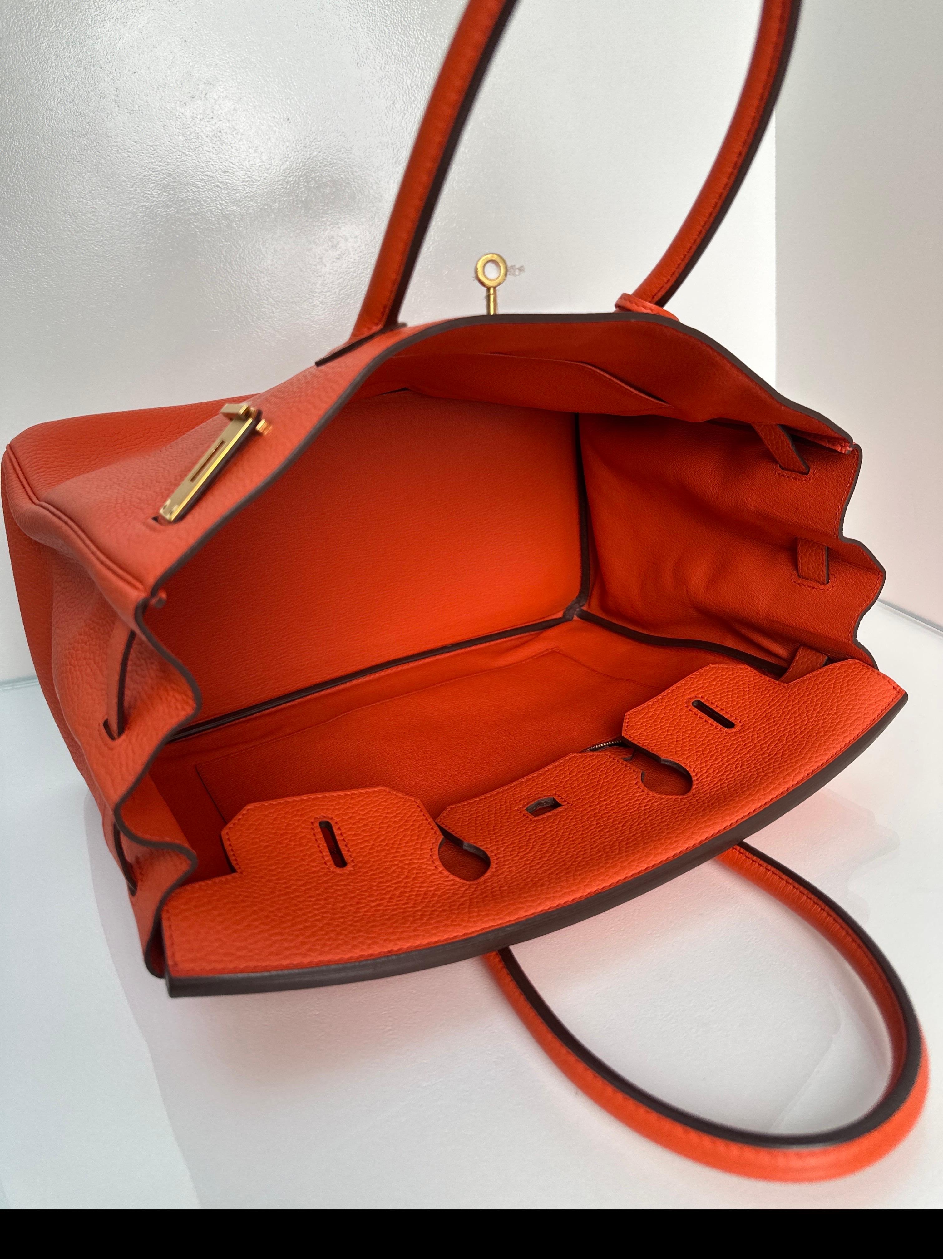 Borsa Birkin 35 di Hermes color arancio papavero 4