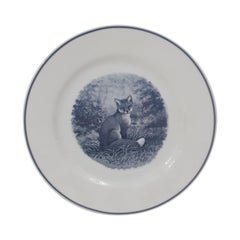 Vintage Hermès Porcelain "Animalia" Fox Renard Dessert Plate, France, Modern