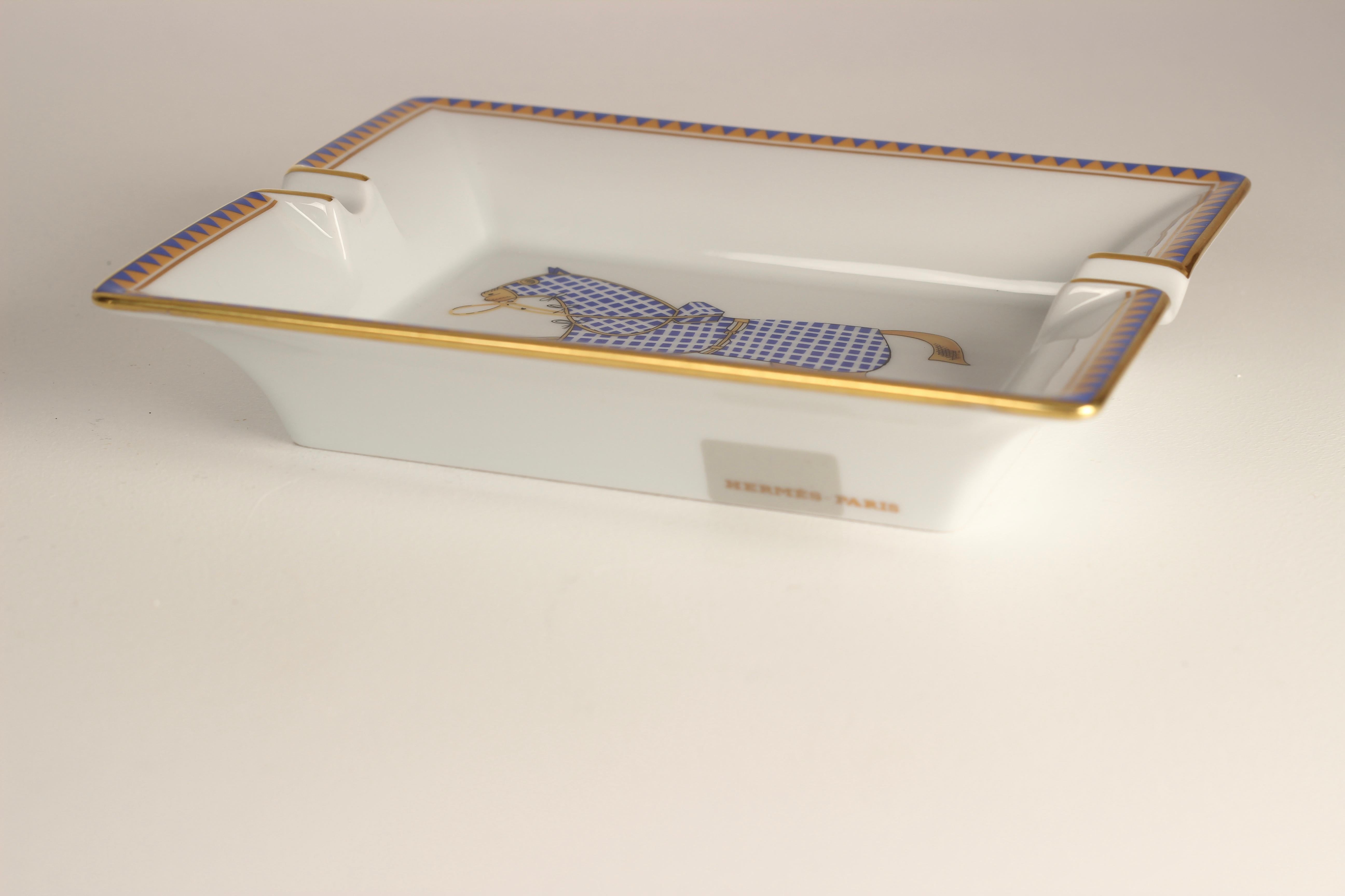 20th Century Hermès Porcelain Ashtray or Tray Vide-Poche Catchall Made in France