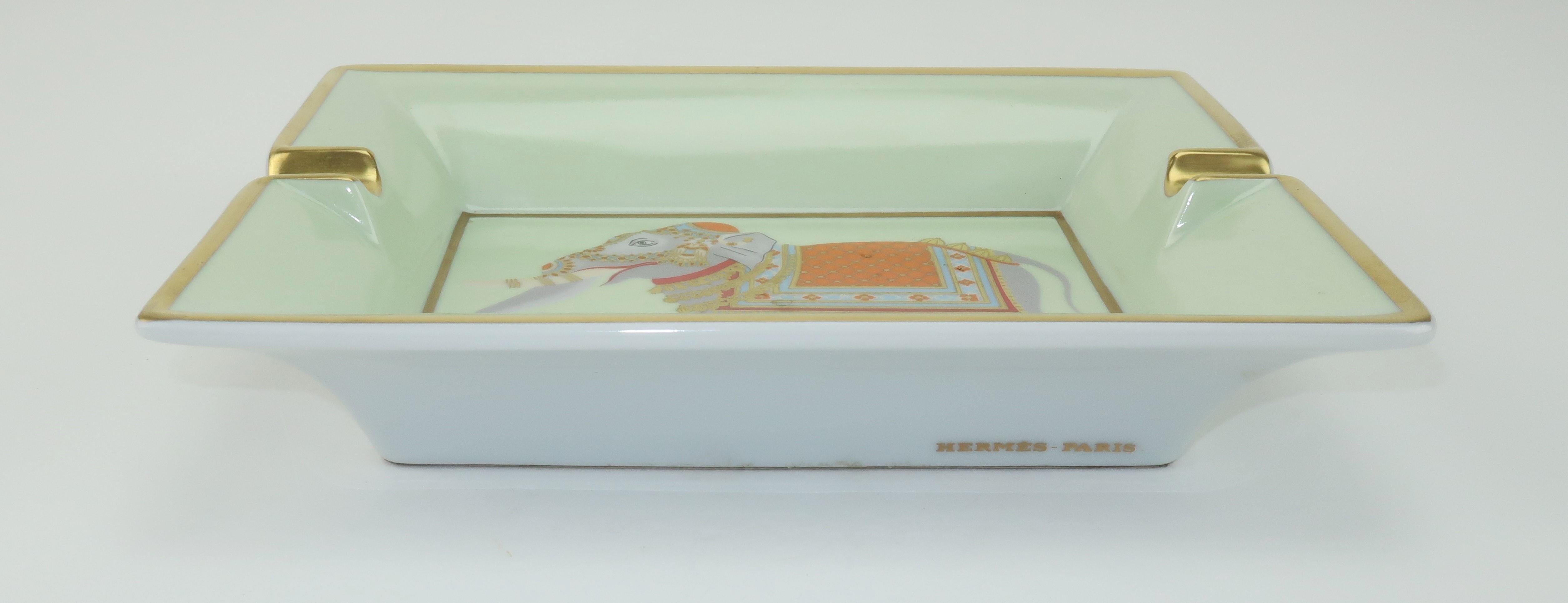 Hermès Porcelain Ashtray With Festooned Elephant In Good Condition In Atlanta, GA