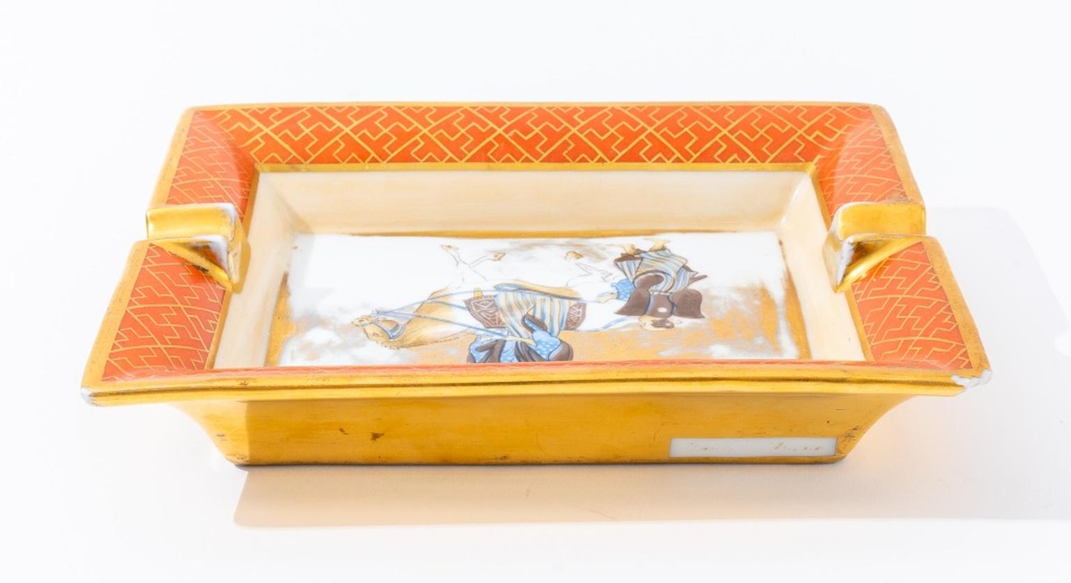 Hermes Porcelain Ashtray with Japanese Scene In Fair Condition In New York, NY