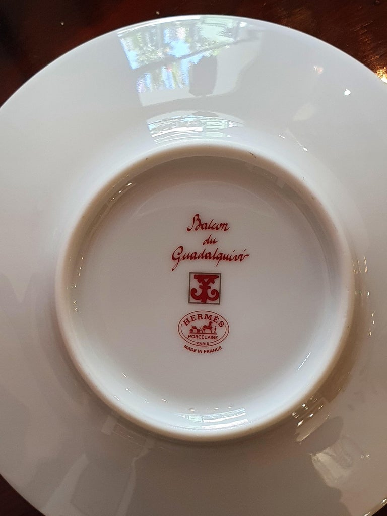 Hermès Porcelain "Balcon du Guadalquivir" Set of Two Tea Cups and