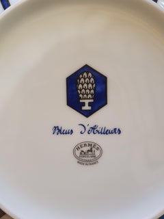 Hermès Porcelain "Bleus d'Ailleurs" Large Salad Bowl, France, Modern