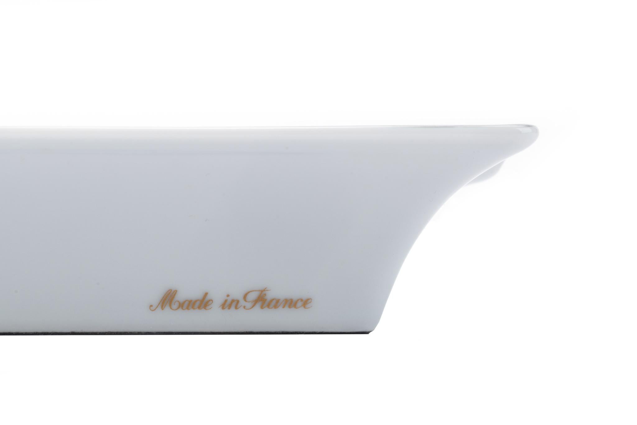 Hermès Porcelain Blue Geometric Ashtray In Excellent Condition For Sale In West Hollywood, CA