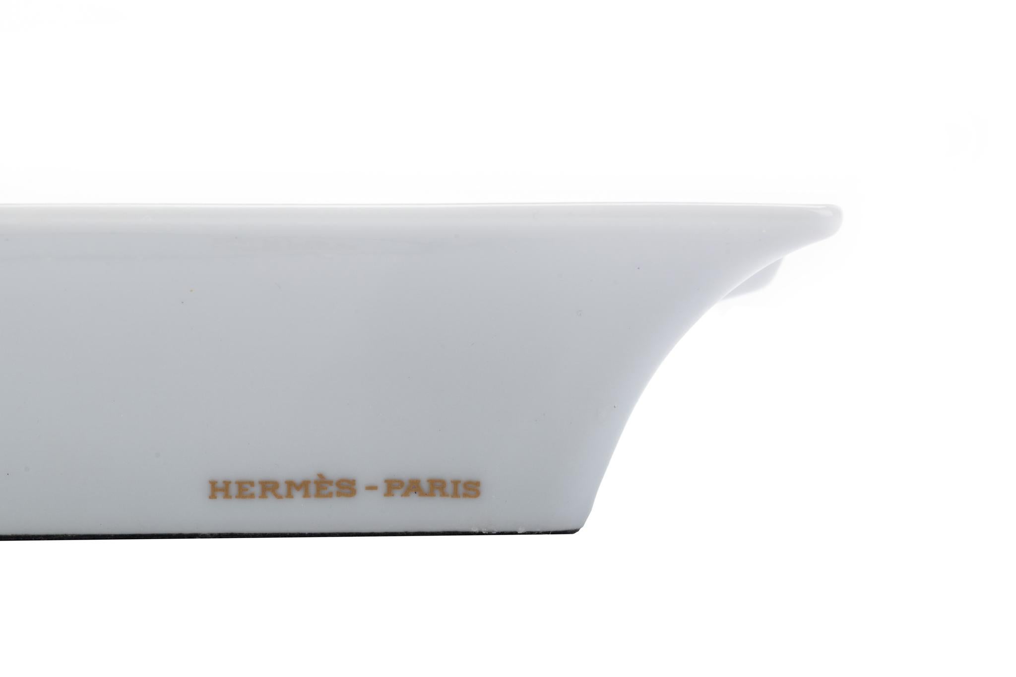 Women's or Men's Hermès Porcelain Blue Geometric Ashtray For Sale