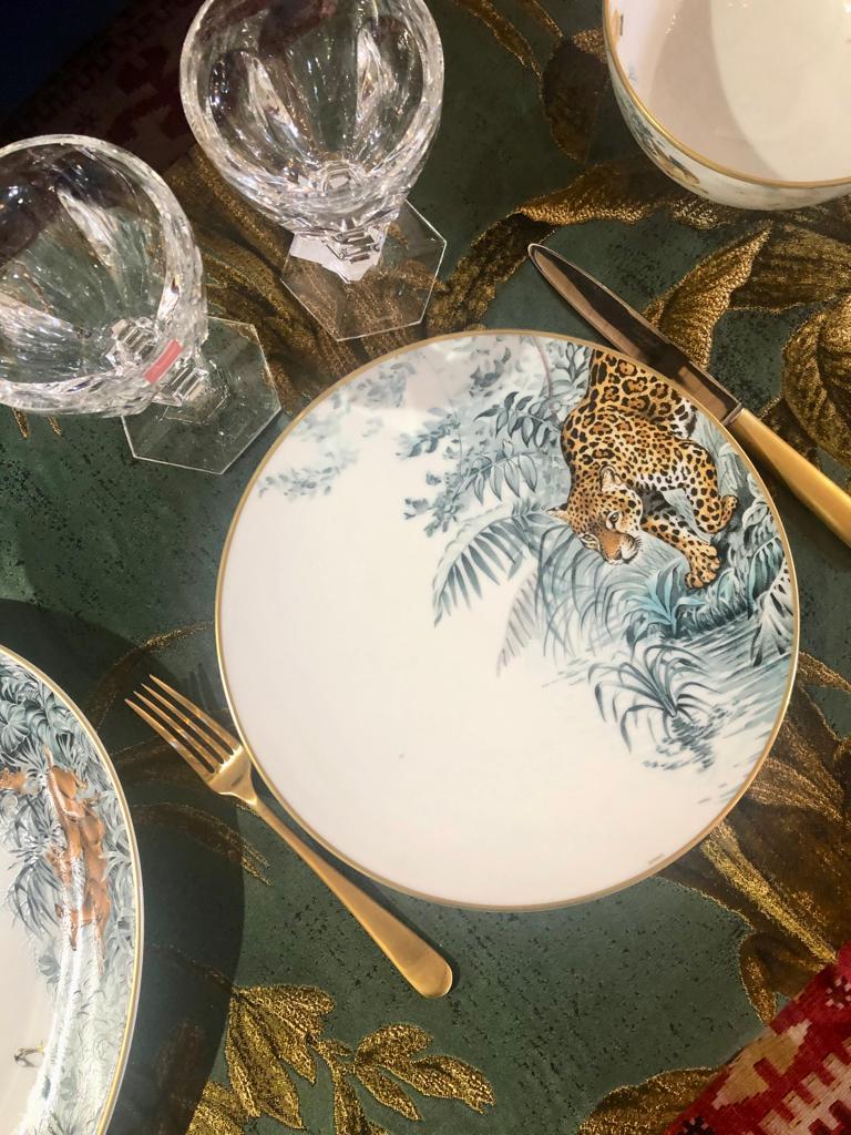 Hermès Porcelain d'Equateur" Set of Two Dinner Plates, France