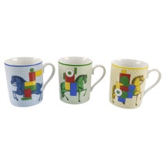Hermès Porcelain Cavalier en Formes set of 3 mugs
