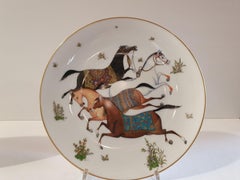 Paire d'assiettes à dessert "Cheval d'Orient" en porcelaine Hermès:: France:: Moderne