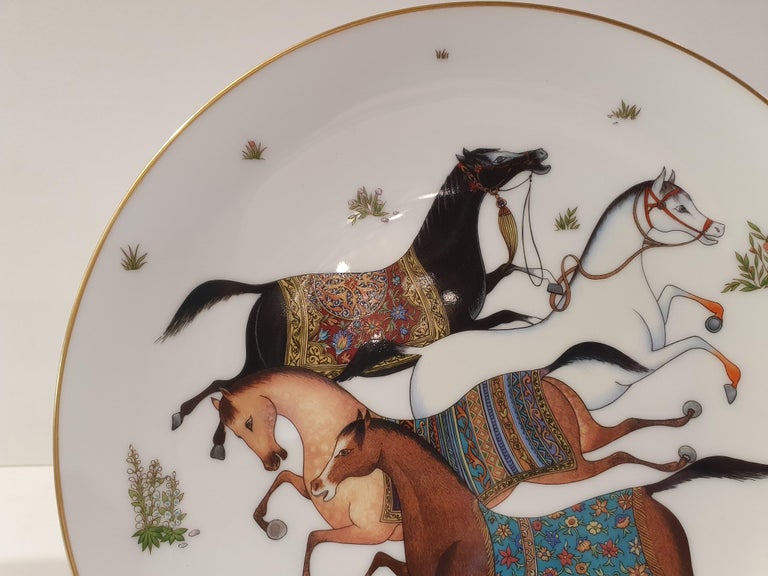 Hermès Porcelain "Cheval d'Orient" Pair of Dessert Plates, France