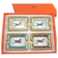 Hermès  Porcelain Cheval d’Orient set of 4 mini ashtrays