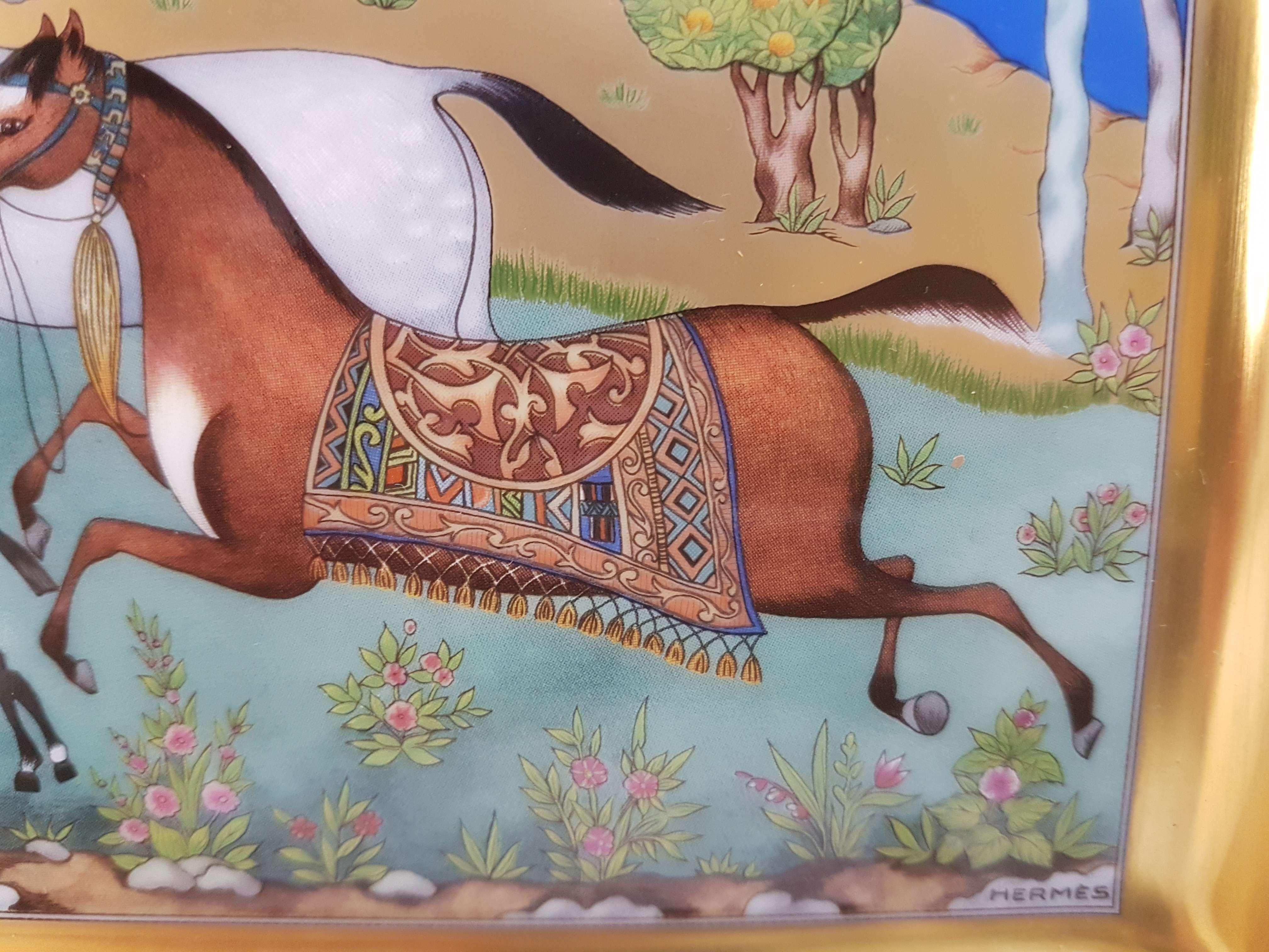 plateau hermès osier avec cheval