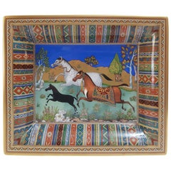 Hermès Porcelaine "Cheval D'orient" Vide-Poche Plateau de Charge:: France:: Moderne