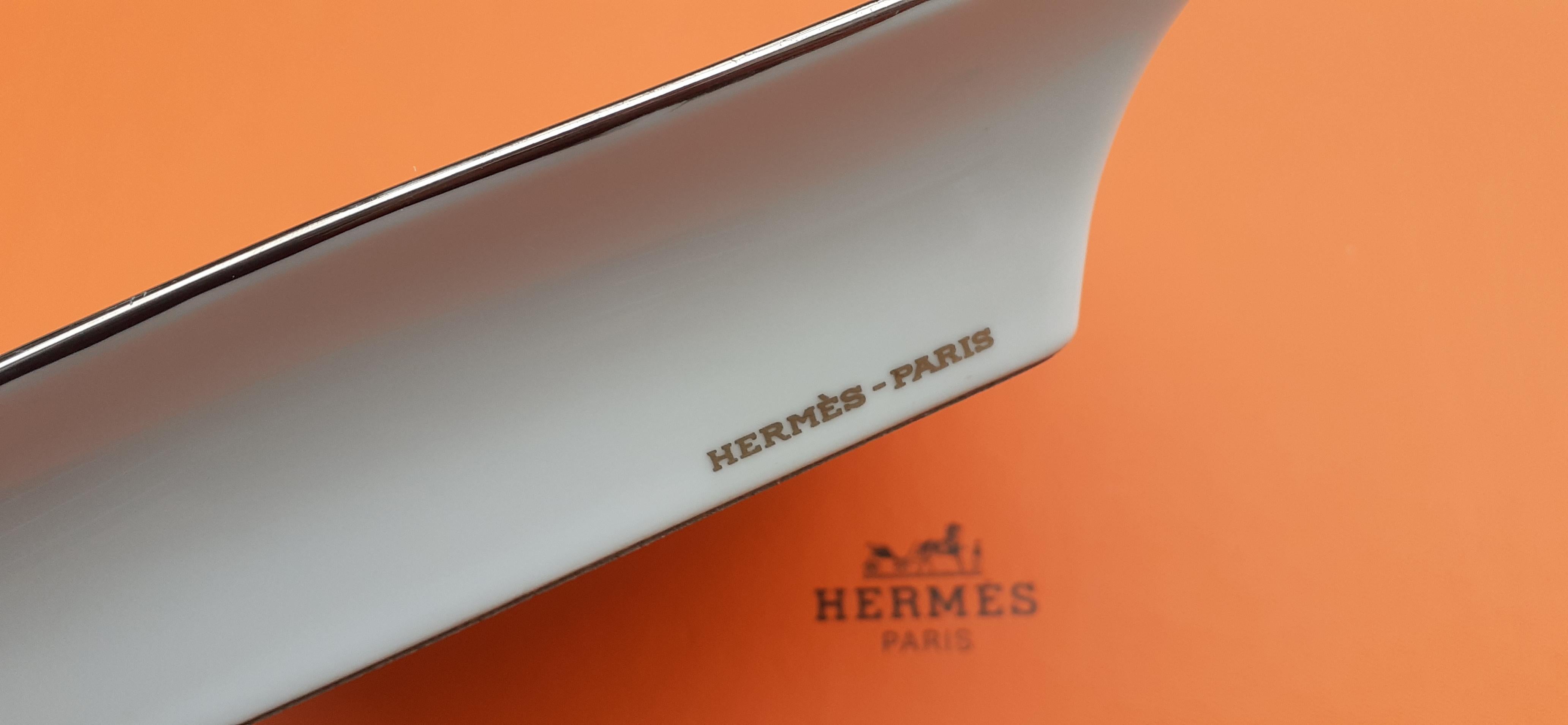 Hermès Porzellan Zigarren-Aschenbecher Wechselgeld Tablett Sättel Reiten Rodeo Texas im Angebot 6