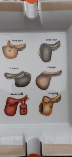 Hermès Porcelain Cigar Ashtray Change Tray Saddles Horse Riding Rodeo Texas