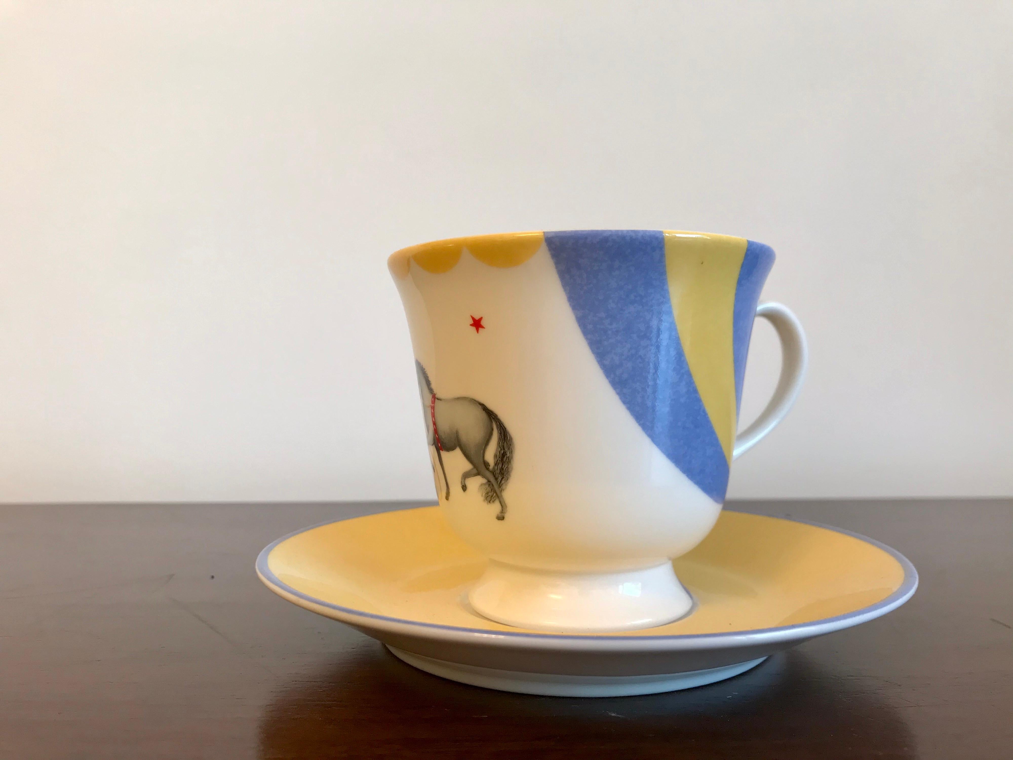 Hermes Porcelain 'Circus' Cup and Saucer 4