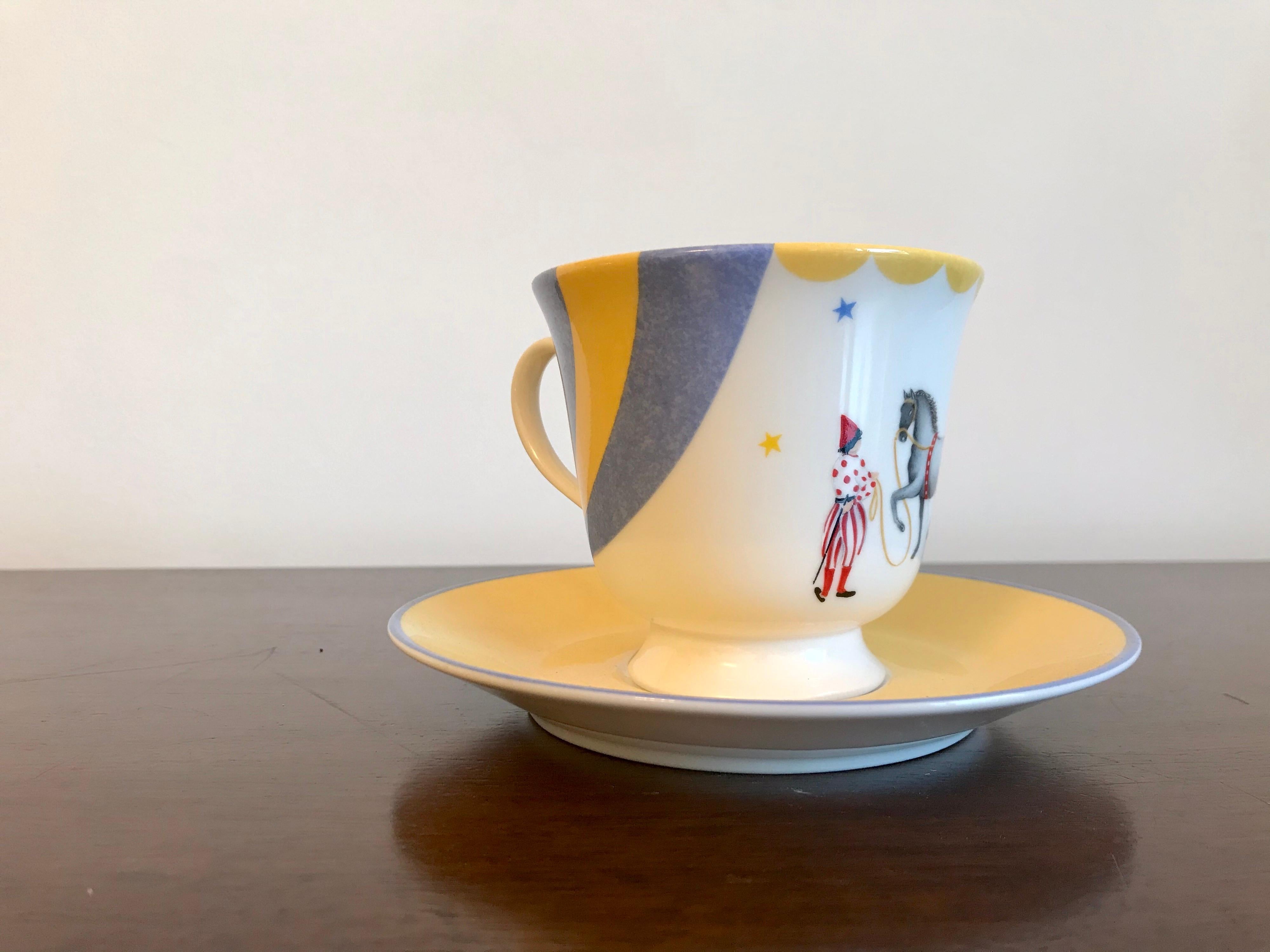 A whimsical and elegant piece
bright fun colors
add to a collection or enjoy it by itself with a nice cup of coffee or tea.