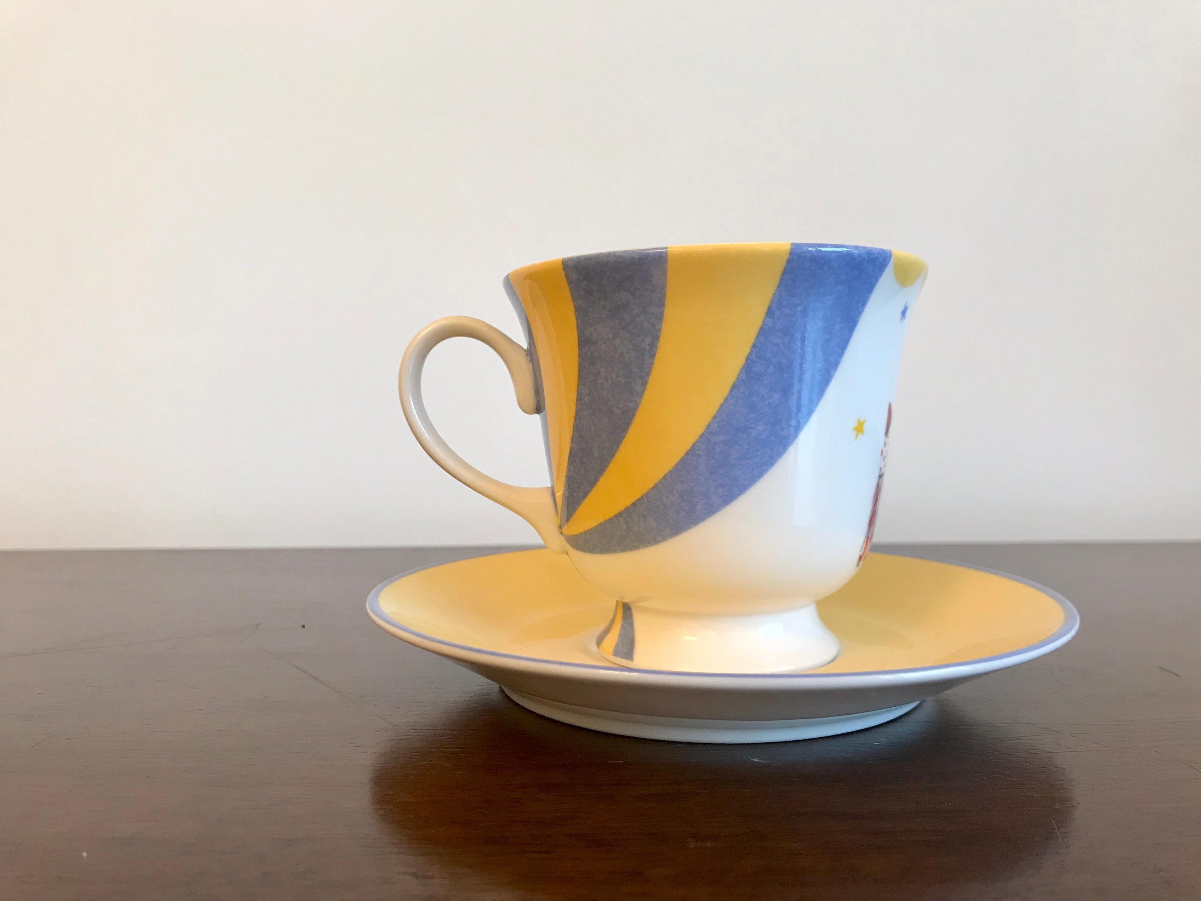 French Hermes Porcelain 'Circus' Cup and Saucer