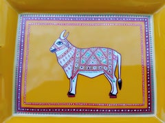 Hermès Porcelain Gold Cigar Ashtray Change Tray Sacred Cow Adorned With Gold