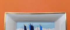 Hermès Porcelain Gold Cigar Ashtray Change Tray Small Boats Sailing Ships