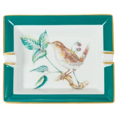 Used Hermès Porcelain Green Birds Ashtray