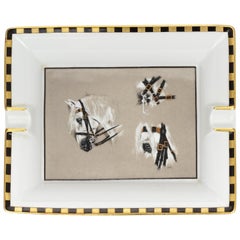 Hermès Porcelain Horse Heads Ashtray with Box