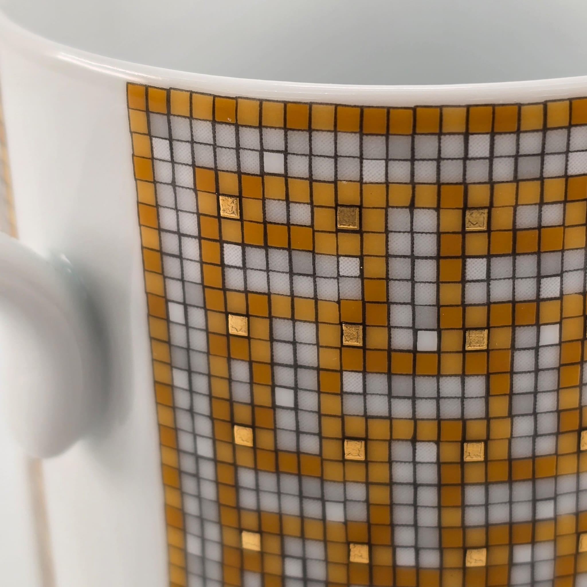 Women's or Men's Hermès Porcelain Mosaique au 24 gold mug For Sale
