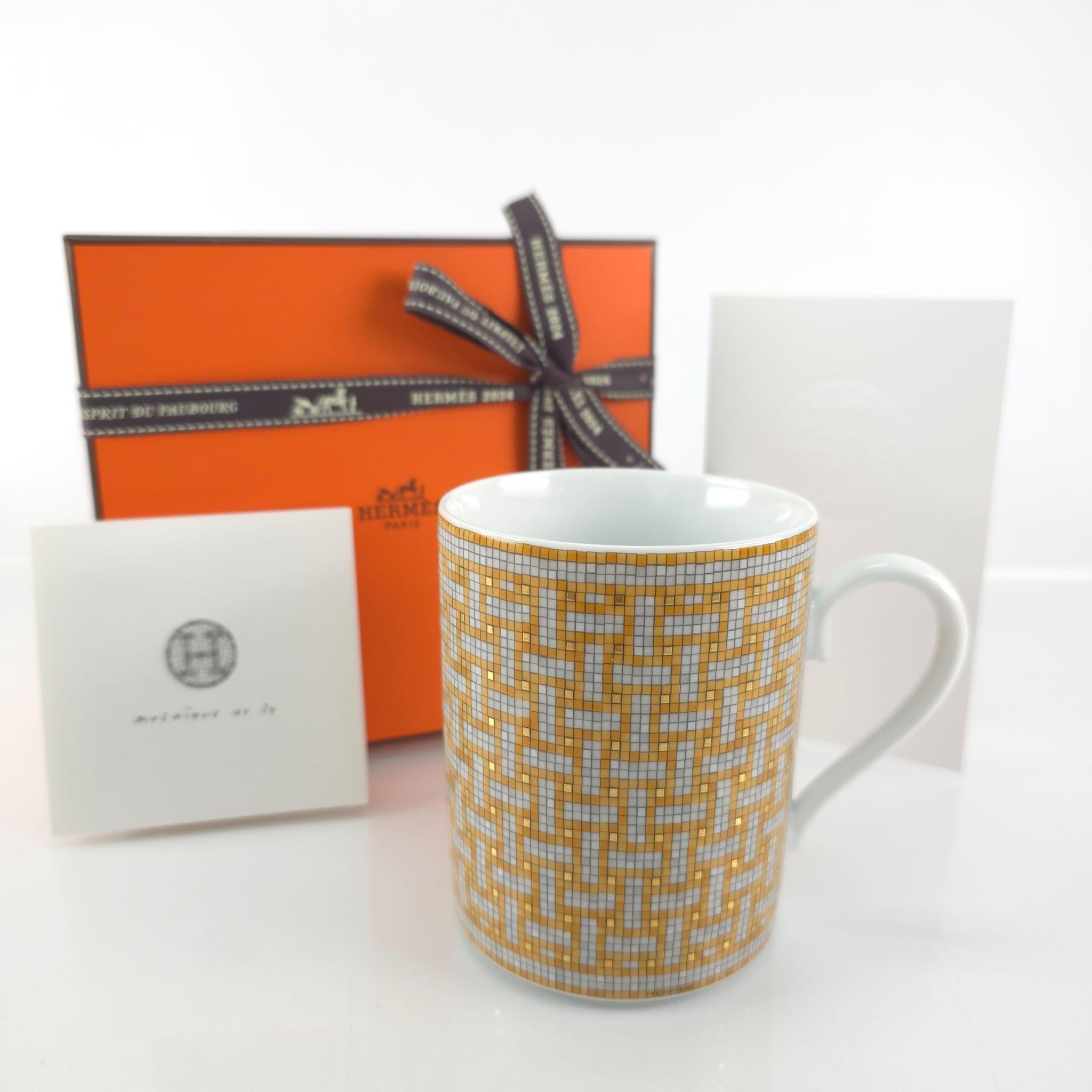 Hermès Porcelain Mosaique au 24 gold mug For Sale 3