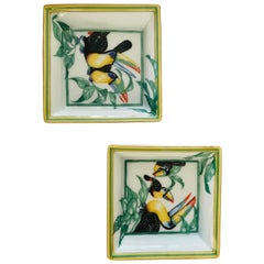 Vintage Hermès Porcelain Pair of "Toucan" Dish