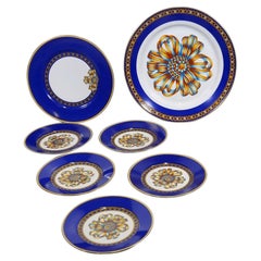 "Hermes Porcelain Part of Dessert Set  "Cocarde De Soie"
